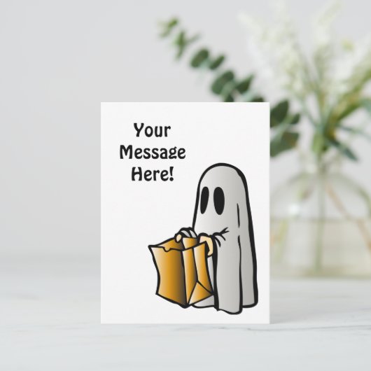 Halloween Trick oder Treat Candy Ghost Postkarte (Stehend Vorderseite)