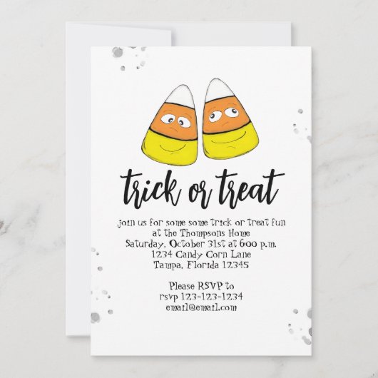 Halloween Trick oder Treat Candy Mais Karte QR Cod (Vorderseite)