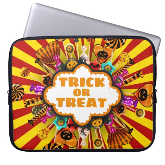 Halloween Trick oder Treat Candy und Süßigkeiten. Laptopschutzhülle (Vorderseite)