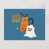 Halloween Trick oder Treat Cat Spaß Postkarte (Vorderseite)
