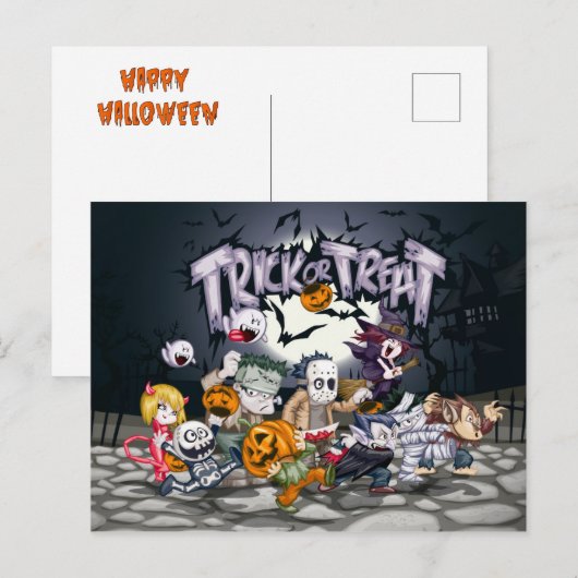 Halloween Trick oder Treat Children Postkarte (Vorne/Hinten)
