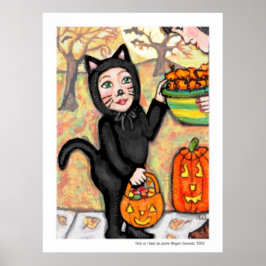 Halloween Trick oder Treat Costume Cat Art Poster