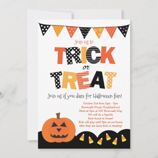 Halloween Trick oder Treat Einladung (Vorderseite)
