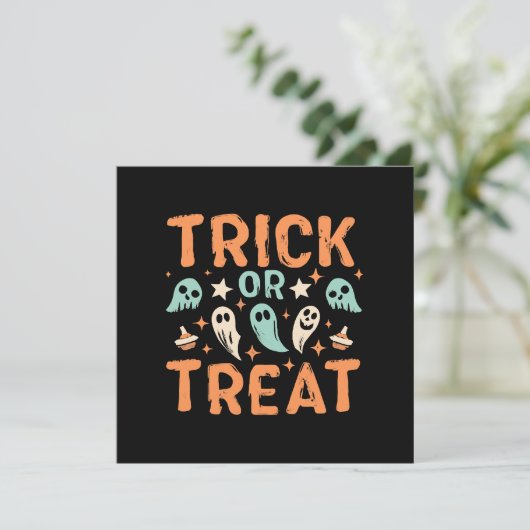 Halloween Trick oder Treat Einladung (Stehend Vorderseite)