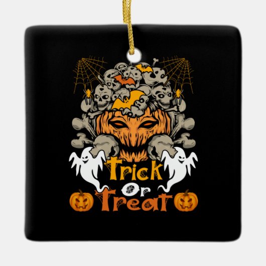 Halloween Trick oder Treat Geburtstag Keramikornament (Vorderseite)