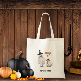 Halloween Trick oder Treat Ghost Dog Personalisier Tragetasche