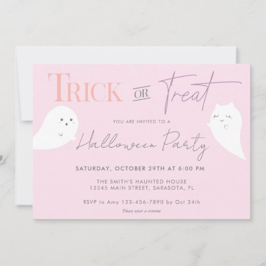 Halloween Trick oder Treat Ghost Einladung (Vorderseite)