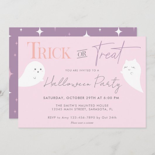 Halloween Trick oder Treat Ghost Einladung (Vorne/Hinten)