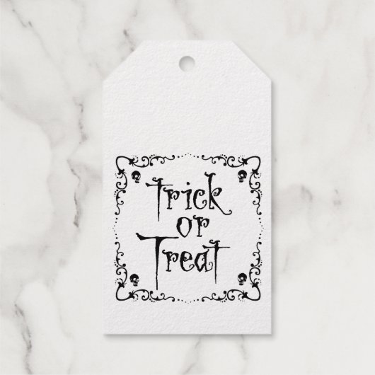 Halloween Trick oder Treat Gold Geschenkanhänger (Rückseite)