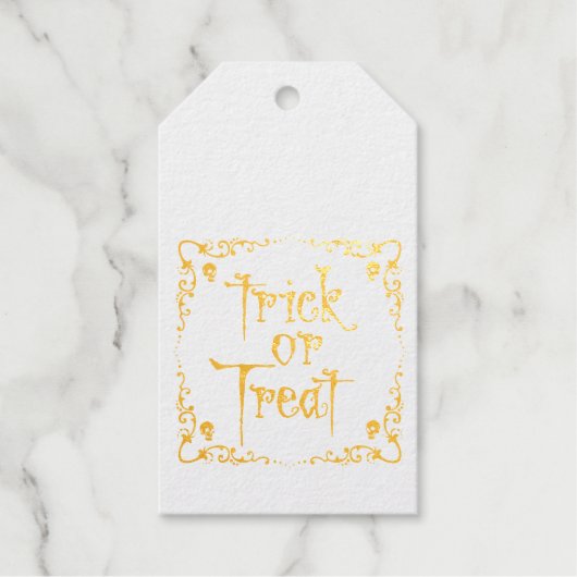 Halloween Trick oder Treat Gold Geschenkanhänger (Vorderseite)