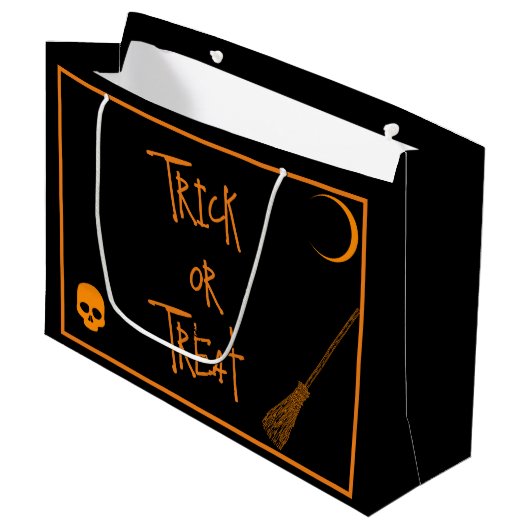 Halloween Trick oder Treat Große Geschenktüte (Vorderseite Schrägansicht)
