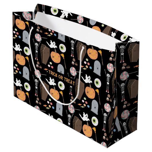Halloween Trick oder Treat Große Geschenktüte (Rückseite Schrägansicht)
