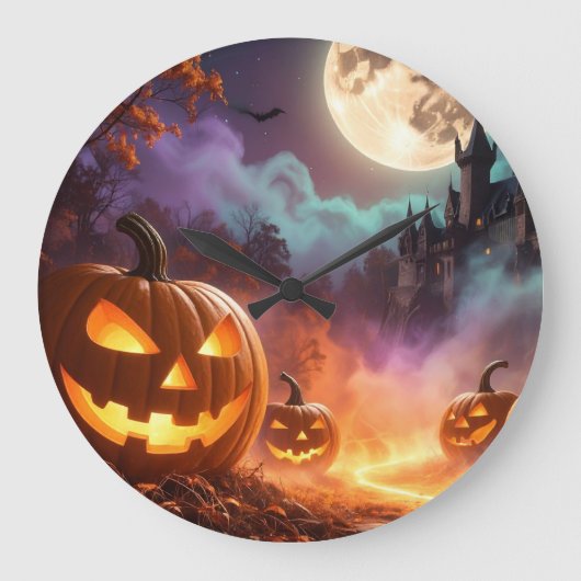Halloween Trick oder Treat Große Wanduhr (Vorderseite)
