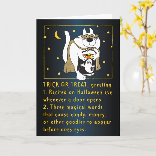 Halloween Trick oder Treat Grußkarte Karte (Gelbe Blume)