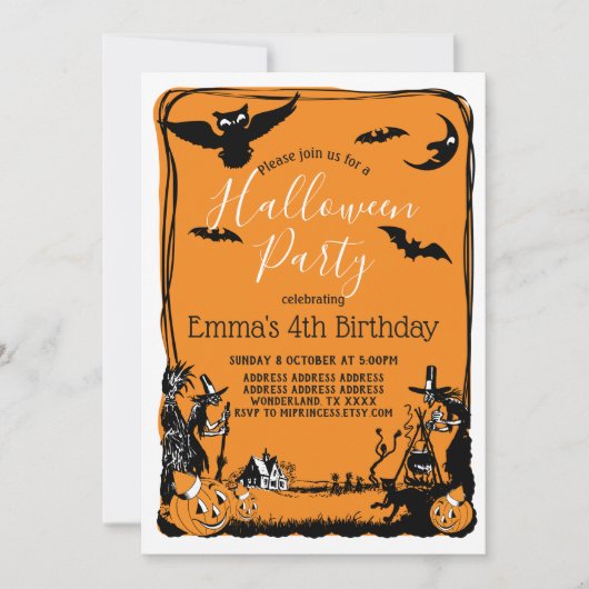Halloween, Trick oder Treat, Herbst, Einladung (Vorderseite)