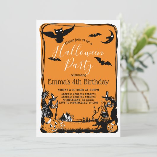 Halloween, Trick oder Treat, Herbst, Einladung (Stehend Vorderseite)