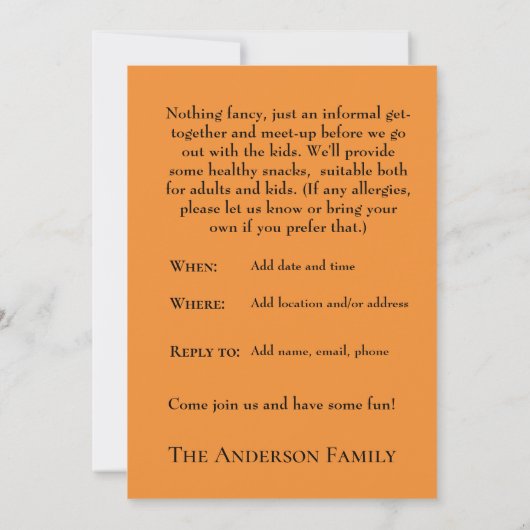 Halloween Trick oder Treat Invite mit Spiderweb Einladung (Rückseite)