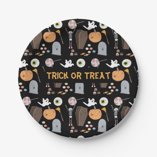 Halloween Trick oder Treat Kids Halloween-Party Pappteller (Vorderseite)