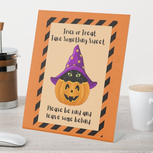 Halloween Trick oder Treat Kürbiskürbiskatzenkusch Sockelschild (In Situ)