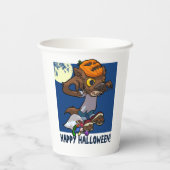 Halloween Trick oder Treat Little Cartoon Werewolf Pappbecher (Rückseite)