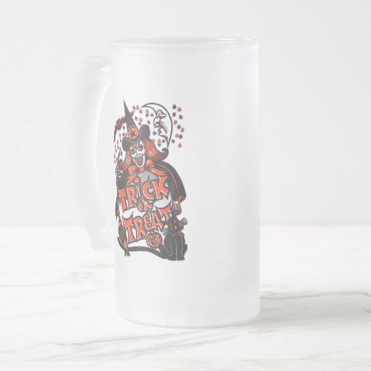 Halloween-Trick oder Treat Mattglas Bierglas (Vorderseite Links)