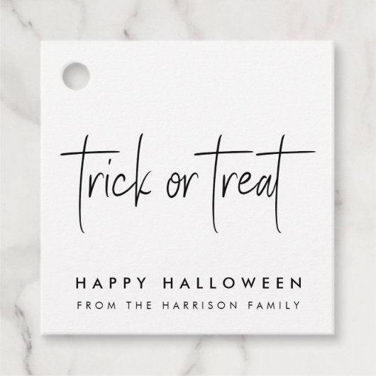 Halloween Trick oder Treat | Minimalistisch Simple Geschenkanhänger (Vorderseite)