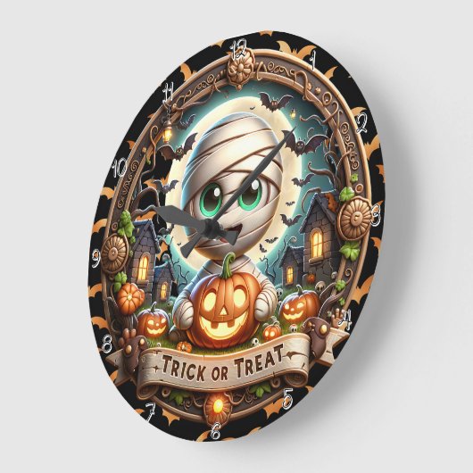 Halloween Trick oder Treat Mummy Große Wanduhr (Winkel)