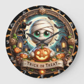 Halloween Trick oder Treat Mummy Große Wanduhr (Vorderseite)
