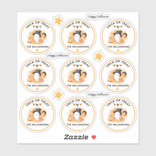 Halloween Trick oder Treat Name Boo Ghost Kiss Cut Aufkleber (Blatt)