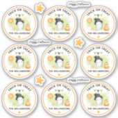 Halloween Trick oder Treat Name Ghost Kiss Cut Aufkleber (Vorderseite)