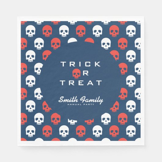 Halloween Trick oder Treat Niedliche Schädel. Serviette (Vorderseite)