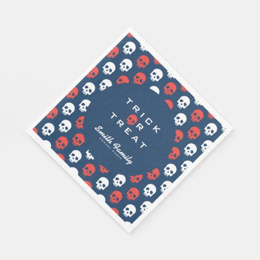 Halloween Trick oder Treat Niedliche Schädel. Serviette (Ecke)