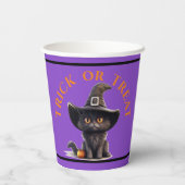 Halloween Trick oder Treat Niedlichen Black Cat He Pappbecher (Rückseite)