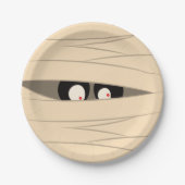 Halloween Trick oder Treat Niedlichen Mummy Squigg Pappteller (Vorderseite)