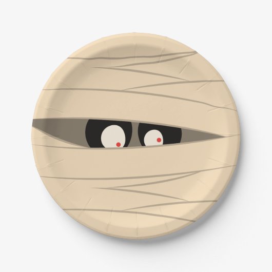 Halloween Trick oder Treat Niedlichen Mummy Squigg Pappteller (Vorderseite)