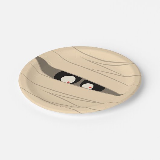 Halloween Trick oder Treat Niedlichen Mummy Squigg Pappteller (Schrägansicht)