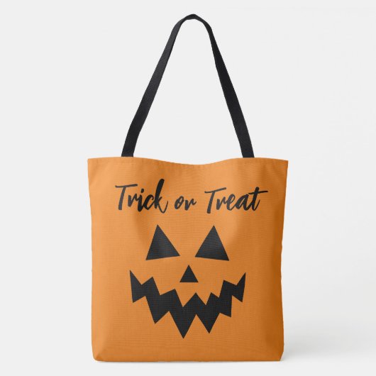 Halloween Trick oder Treat Orange Pumpkin Face Tasche (Rückseite)
