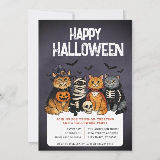 Halloween-Trick oder Treat-Party Einladung (Vorderseite)