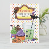 Halloween Trick oder Treat Party Einladung (Stehend Vorderseite)
