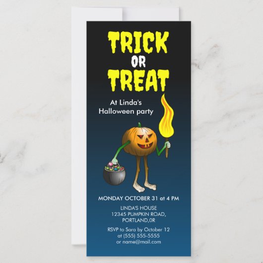 Halloween-Trick oder Treat-Party Einladung (Vorderseite)