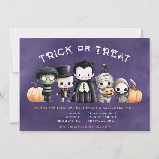 Halloween-Trick oder Treat-Party Einladung (Vorderseite)
