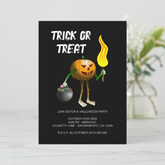 Halloween-Trick oder Treat-Party Einladung (Stehend Vorderseite)