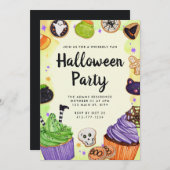 Halloween Trick oder Treat Party individuell anpas Einladung (Vorne/Hinten)