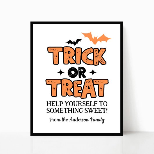 Halloween Trick oder Treat Party Table Sign Poster