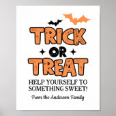 Halloween Trick oder Treat Party Table Sign Poster (Vorne)