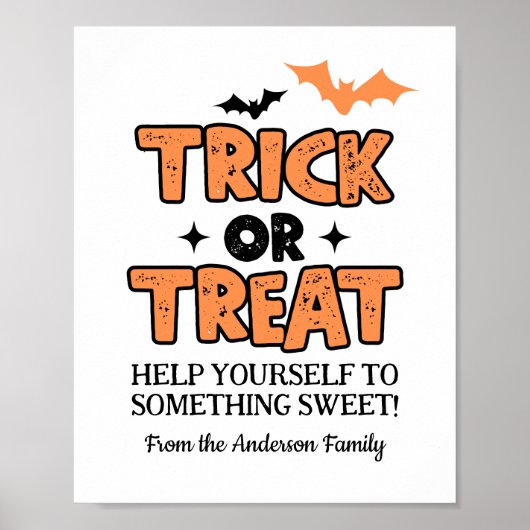 Halloween Trick oder Treat Party Table Sign Poster (Vorne)