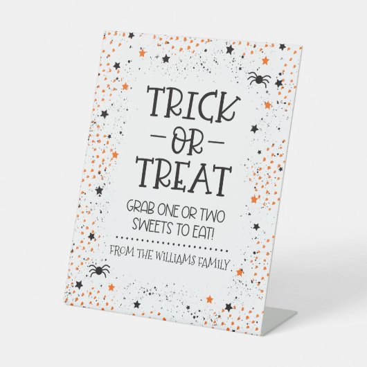 Halloween Trick oder Treat Party Table Sign Sockelschild (Vorderseite)