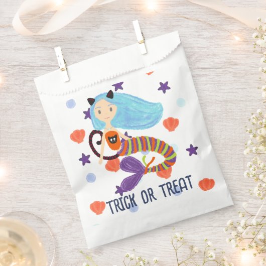 Halloween Trick oder Treat Pastel Mermaid Cat Geschenktütchen (Ausgeschnitten)