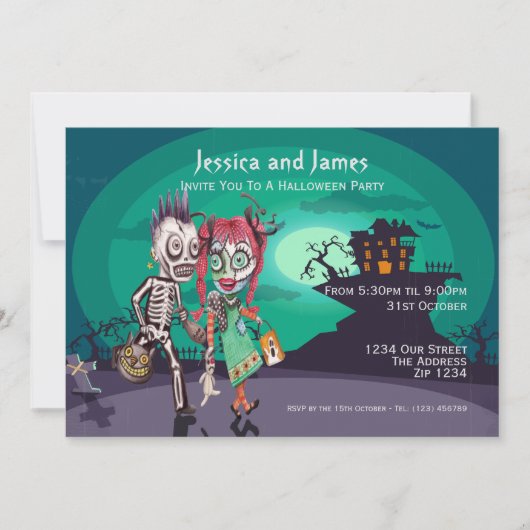 Halloween Trick oder Treat Personalisiert Einladung (Vorderseite)