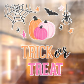 Halloween Trick oder Treat Pink Pumpkins Spiegelle Fensteraufkleber (Blatt 2)